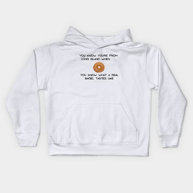 Long Island Bagel 2 (Light Colors) Kids Hoodie by Proud Town Tees